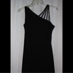 Evan Picone Vintage Black Asymmetrical One Shoulder Maxi Evening Cocktail Dress